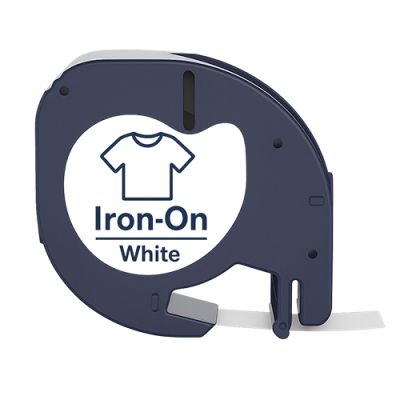 Dymo 18769 compatible lettertape zwart op wit opstrijkbaar 12mm