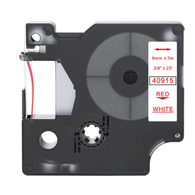 Dymo 40915 compatible lettertape rood op wit 9mm