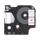 Dymo 45015 compatible lettertape rood  op wit 12mm