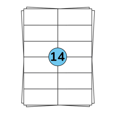 A4 stickervellen 105 x 42 mm, 1.400 labels