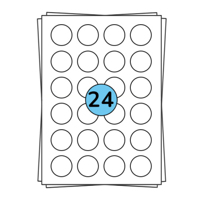 A4 stickervellen Ø 40 mm, 2.400 labels