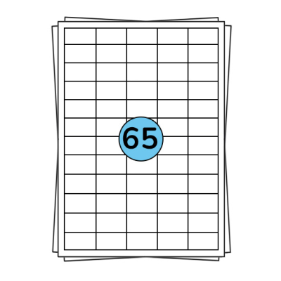 A4 stickervellen 38 x 21 mm, 6.500 labels