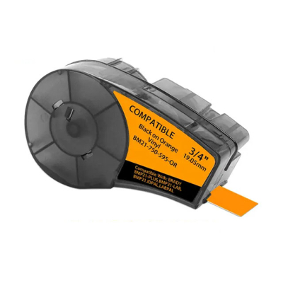 Brady M21-750-595-OR compatible labeltape zwart op oranje 19,1mm