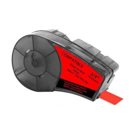 Brady M21-750-595-RD compatible labeltape zwart op rood 19,1mm
