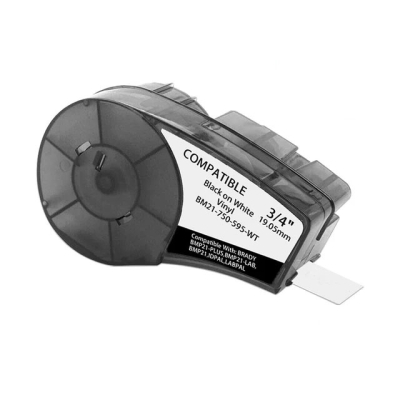 Brady M21-750-595-WT compatible labeltape zwart op wit 19,1mm