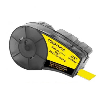 Brady M21-750-595-YL compatible labeltape zwart op geel 19,1mm